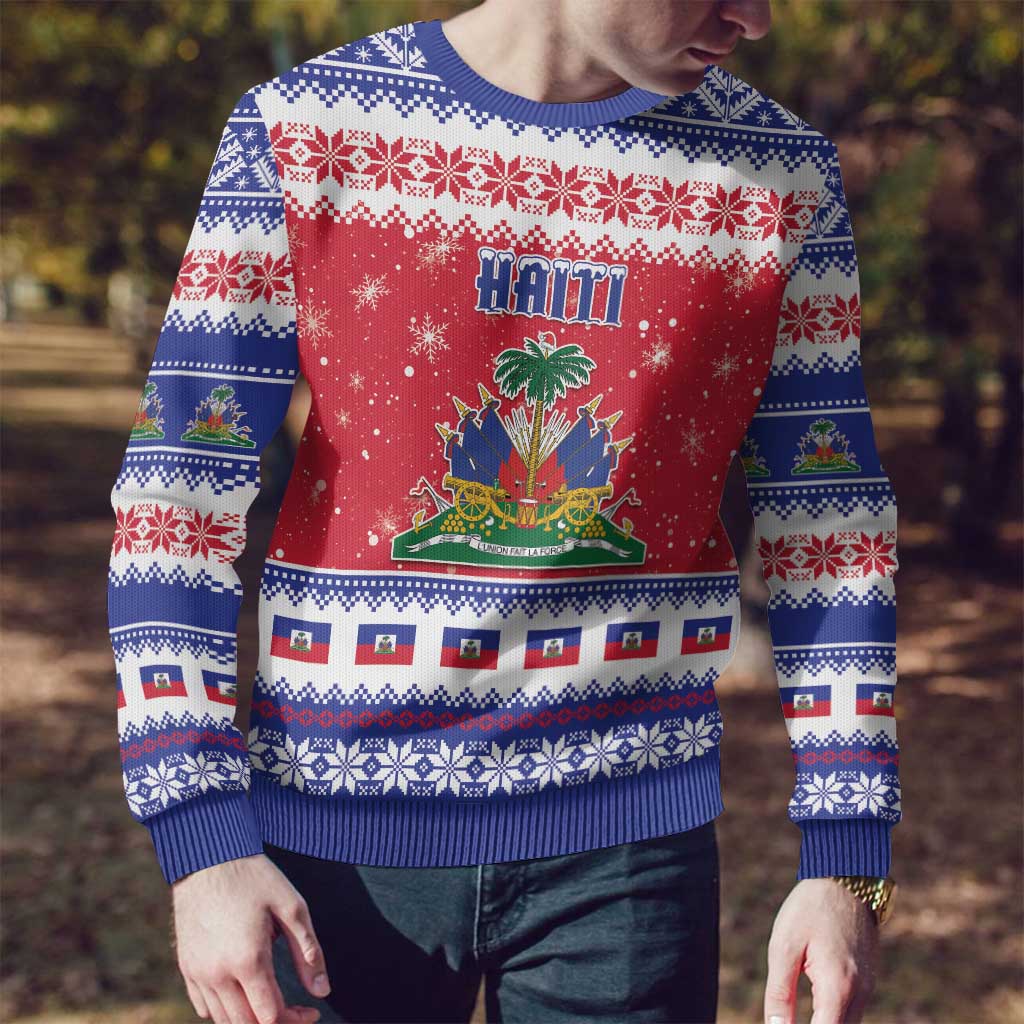 Haiti Christmas Ugly Christmas Sweater Coat Of Arms Jwaye Nwel - Wonder Print Shop