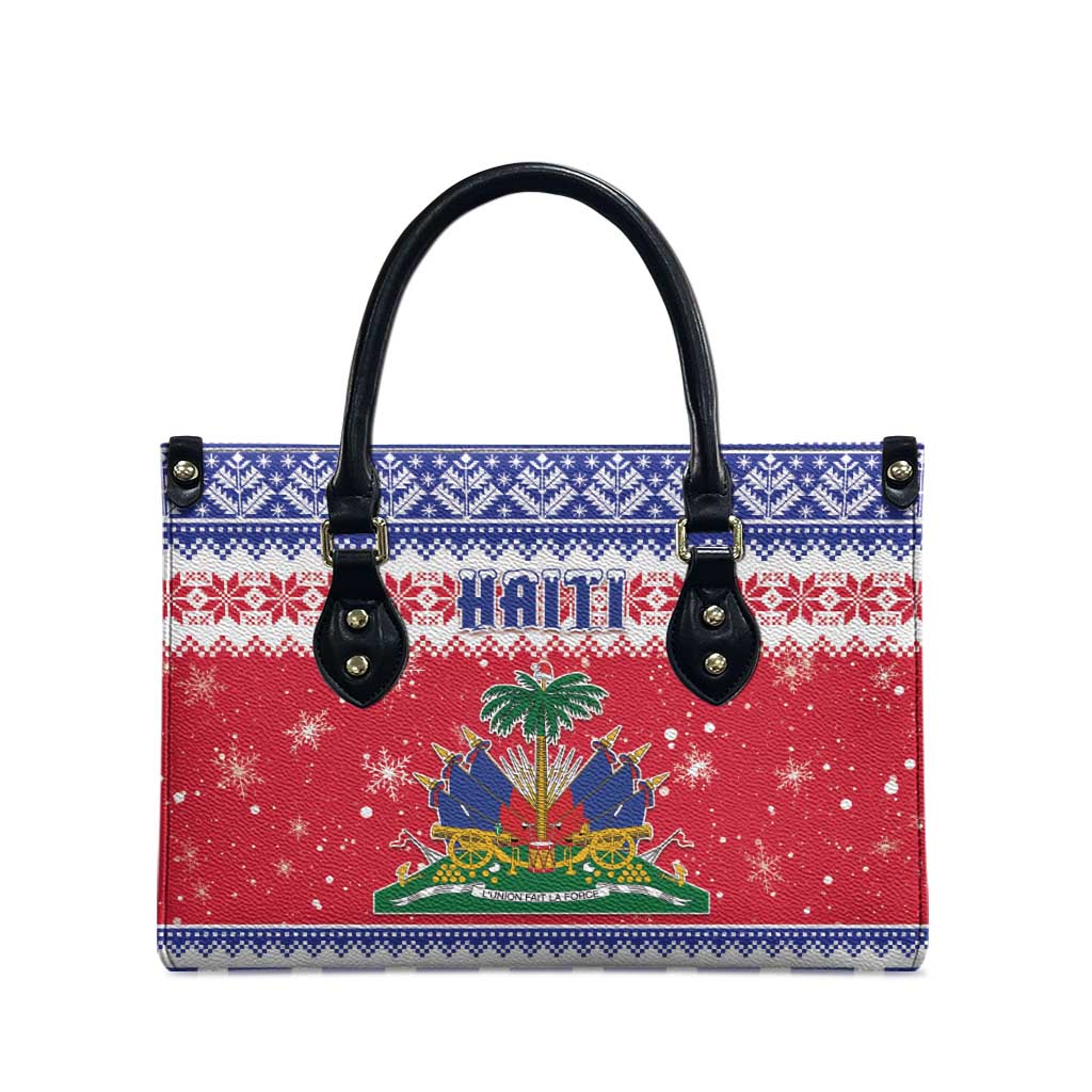 Haiti Christmas Leather Bag Coat Of Arms Jwaye Nwel - Wonder Print Shop