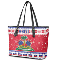 Haiti Christmas Leather Tote Bag Coat Of Arms Jwaye Nwel - Wonder Print Shop