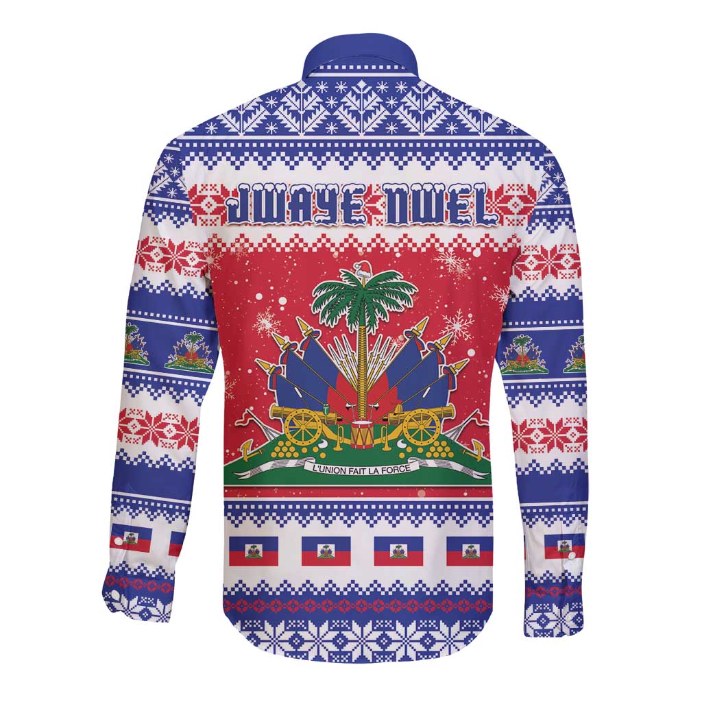 Haiti Christmas Long Sleeve Button Shirt Coat Of Arms Jwaye Nwel - Wonder Print Shop