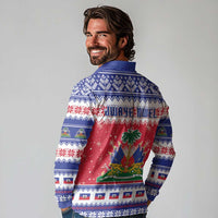 Haiti Christmas Long Sleeve Polo Shirt Coat Of Arms Jwaye Nwel - Wonder Print Shop
