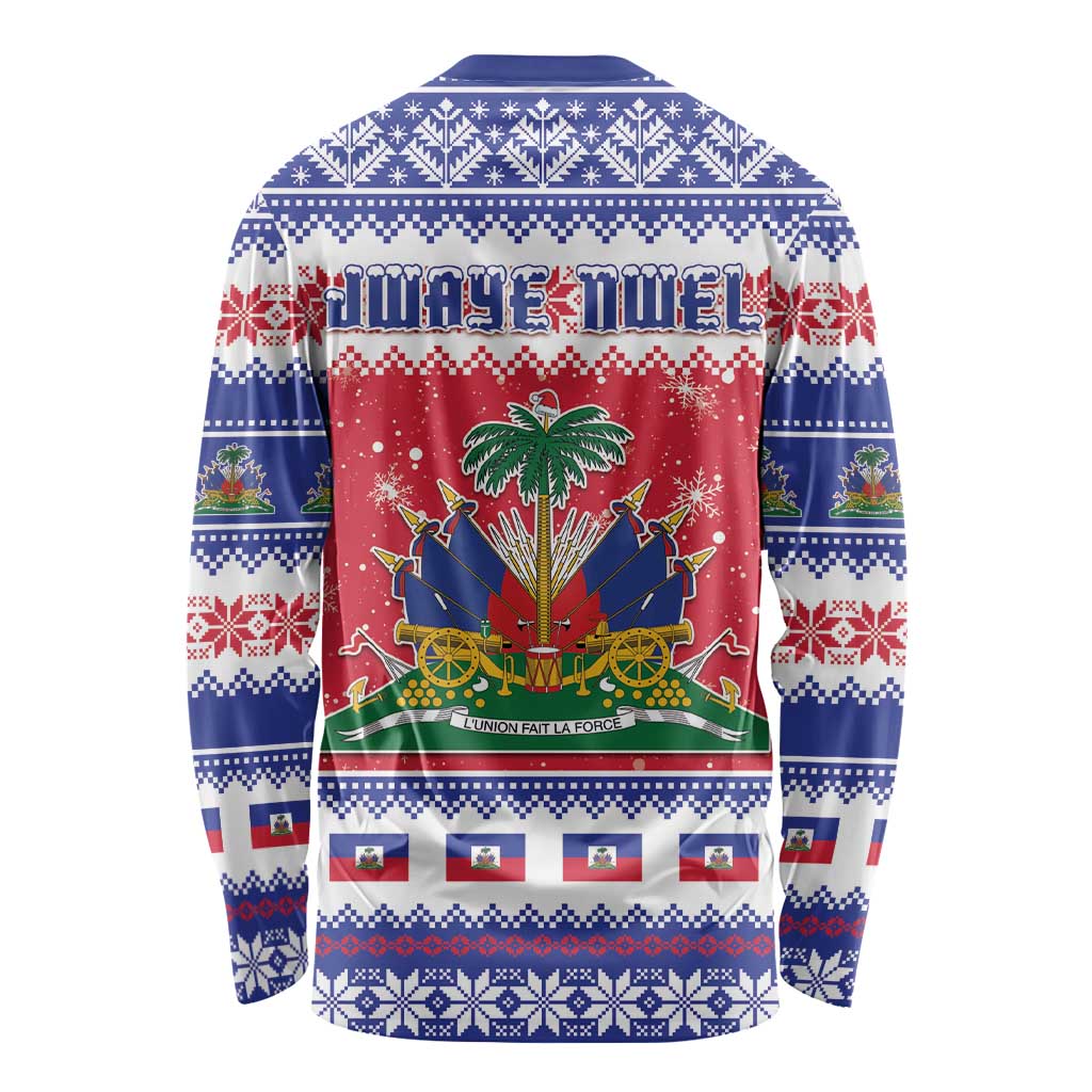 Haiti Christmas Long Sleeve Shirt Coat Of Arms Jwaye Nwel - Wonder Print Shop
