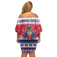 Haiti Christmas Off Shoulder Short Dress Coat Of Arms Jwaye Nwel - Wonder Print Shop