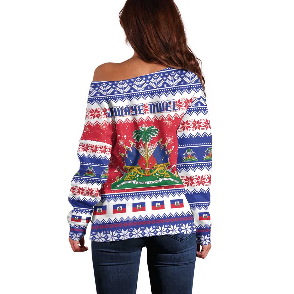 Haiti Christmas Off Shoulder Sweater Coat Of Arms Jwaye Nwel - Wonder Print Shop