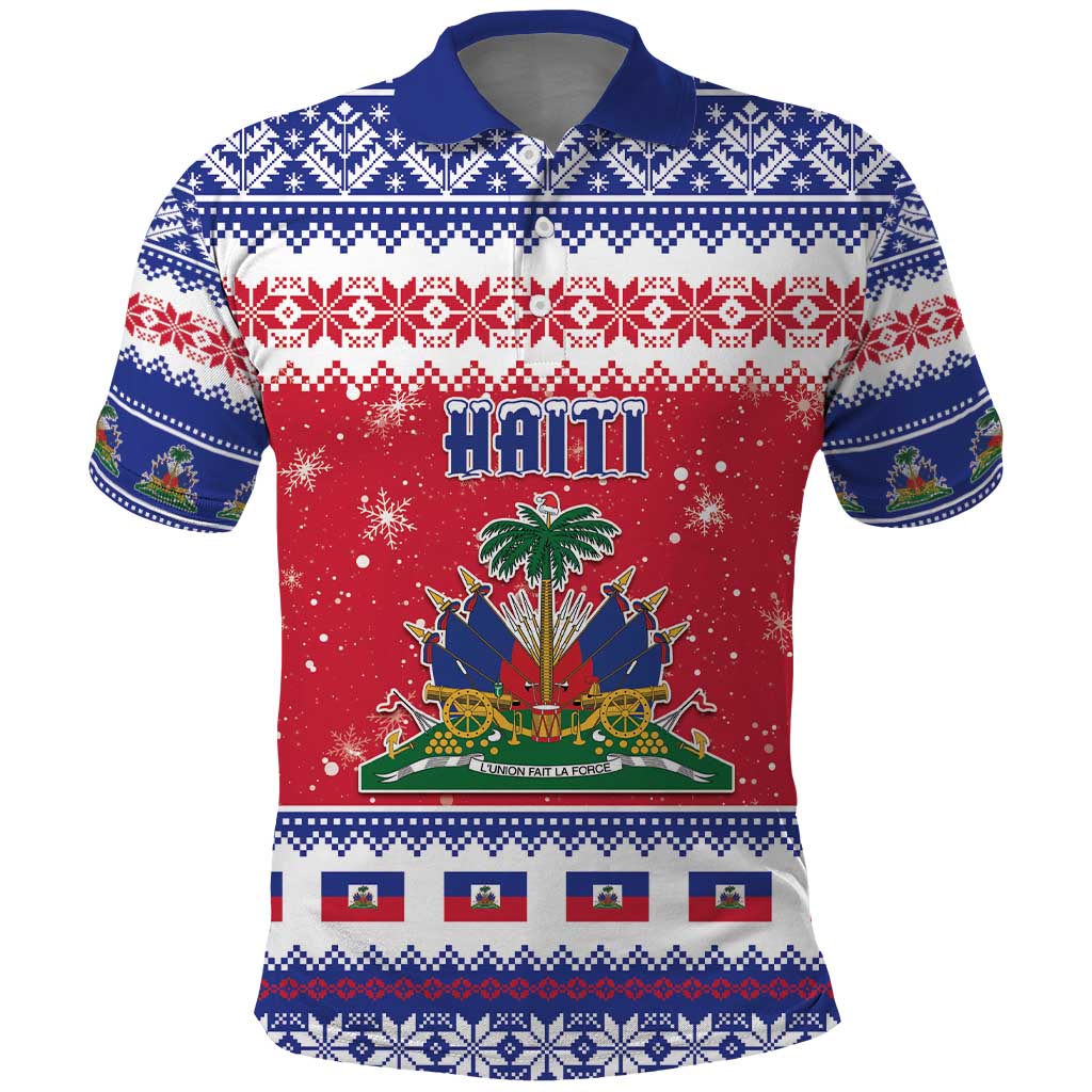 Haiti Christmas Polo Shirt Coat Of Arms Jwaye Nwel - Wonder Print Shop