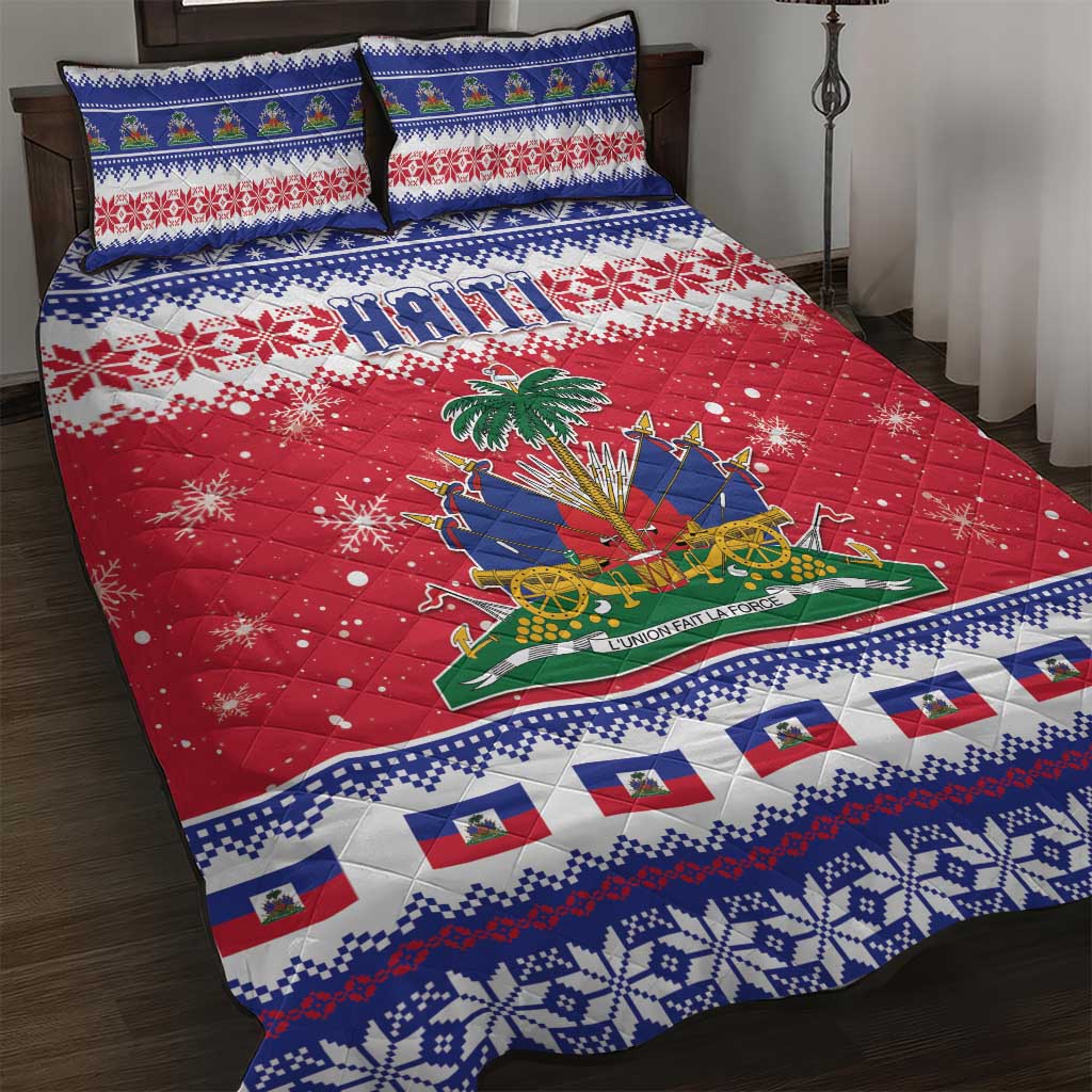 Haiti Christmas Quilt Bed Set Coat Of Arms Jwaye Nwel - Wonder Print Shop