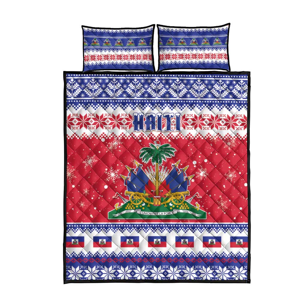 Haiti Christmas Quilt Bed Set Coat Of Arms Jwaye Nwel - Wonder Print Shop
