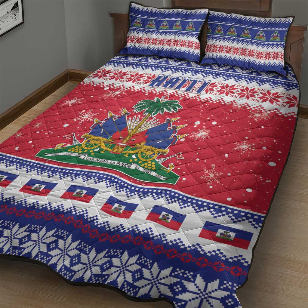Haiti Christmas Quilt Bed Set Coat Of Arms Jwaye Nwel - Wonder Print Shop