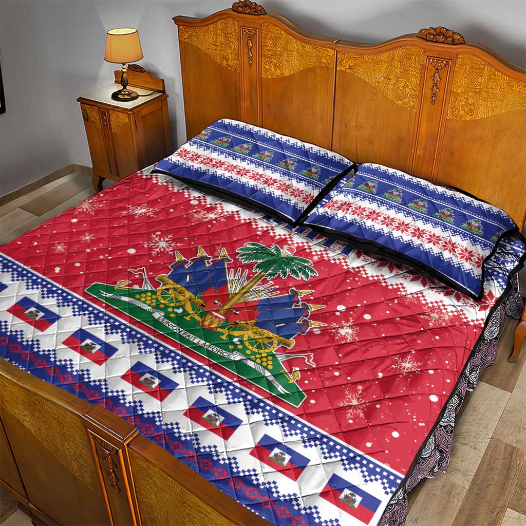 Haiti Christmas Quilt Bed Set Coat Of Arms Jwaye Nwel - Wonder Print Shop
