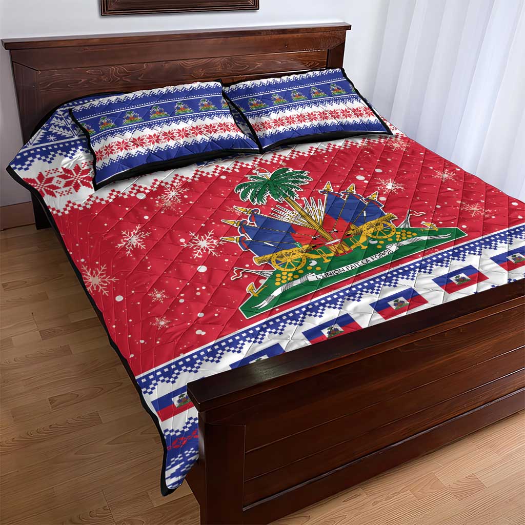 Haiti Christmas Quilt Bed Set Coat Of Arms Jwaye Nwel - Wonder Print Shop