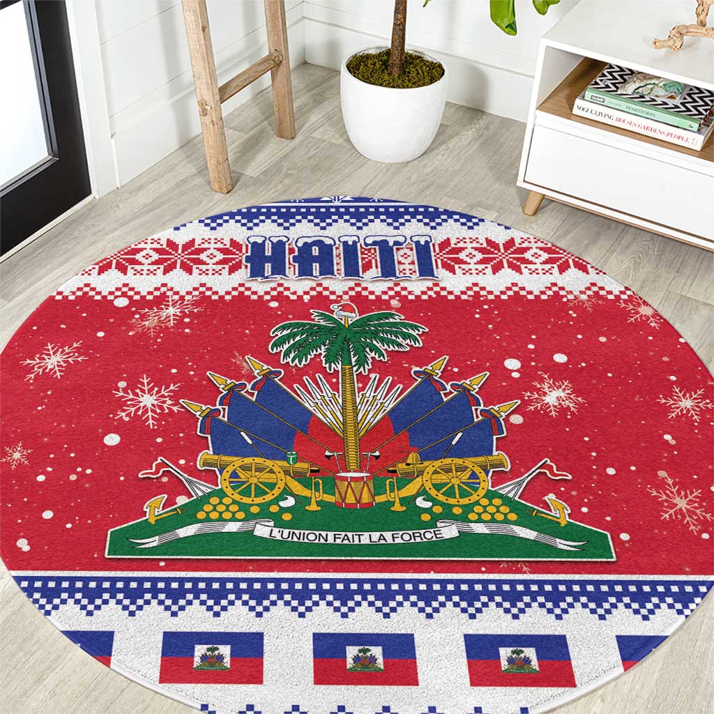 Haiti Christmas Round Carpet Coat Of Arms Jwaye Nwel - Wonder Print Shop