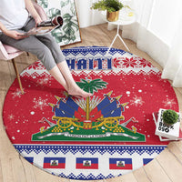 Haiti Christmas Round Carpet Coat Of Arms Jwaye Nwel - Wonder Print Shop