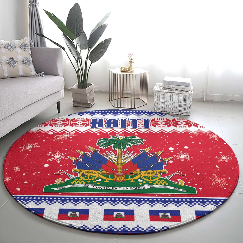 Haiti Christmas Round Carpet Coat Of Arms Jwaye Nwel - Wonder Print Shop