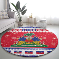 Haiti Christmas Round Carpet Coat Of Arms Jwaye Nwel - Wonder Print Shop