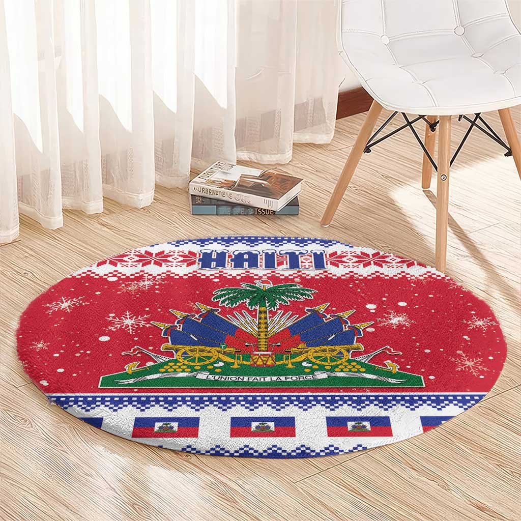Haiti Christmas Round Carpet Coat Of Arms Jwaye Nwel - Wonder Print Shop