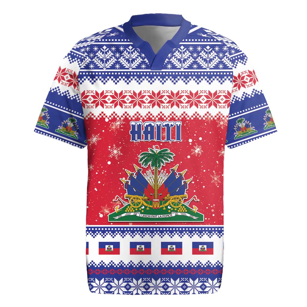 Haiti Christmas Rugby Jersey Coat Of Arms Jwaye Nwel - Wonder Print Shop