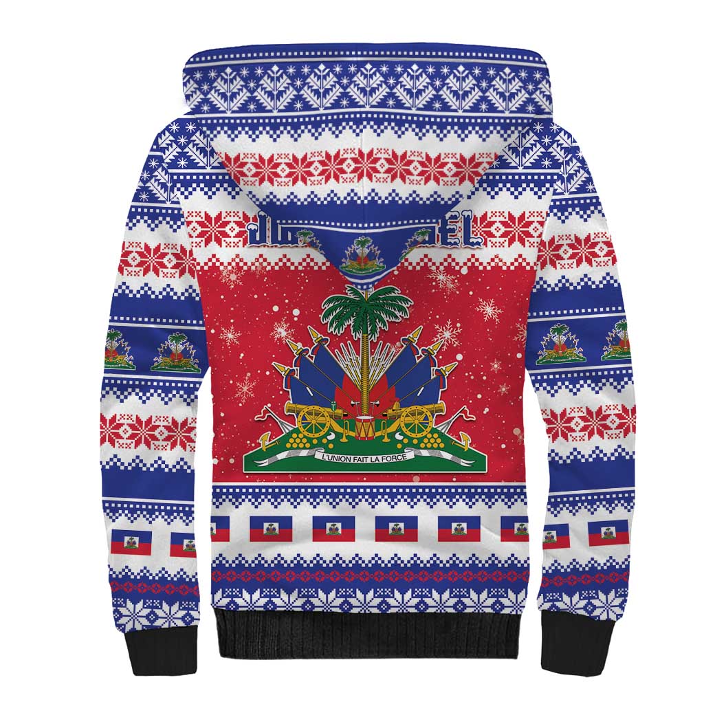 Haiti Christmas Sherpa Hoodie Coat Of Arms Jwaye Nwel - Wonder Print Shop