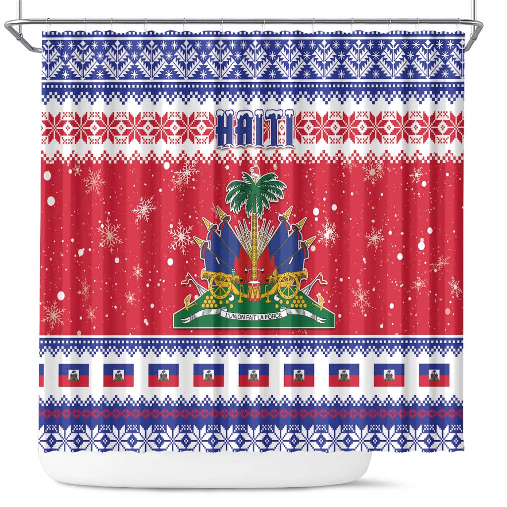 Haiti Christmas Shower Curtain Coat Of Arms Jwaye Nwel - Wonder Print Shop