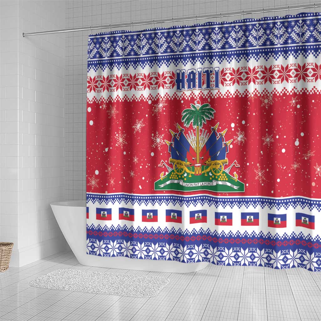 Haiti Christmas Shower Curtain Coat Of Arms Jwaye Nwel - Wonder Print Shop