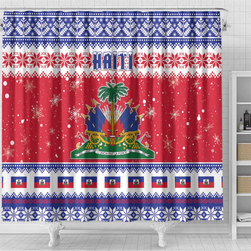 Haiti Christmas Shower Curtain Coat Of Arms Jwaye Nwel - Wonder Print Shop