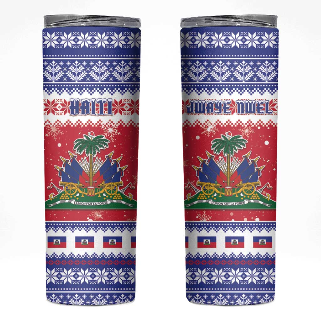 Haiti Christmas Skinny Tumbler Coat Of Arms Jwaye Nwel - Wonder Print Shop