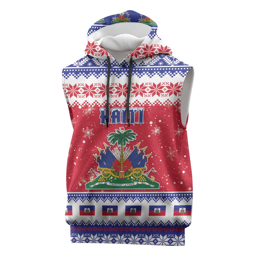 Haiti Christmas Sleeveless Hoodie Coat Of Arms Jwaye Nwel - Wonder Print Shop
