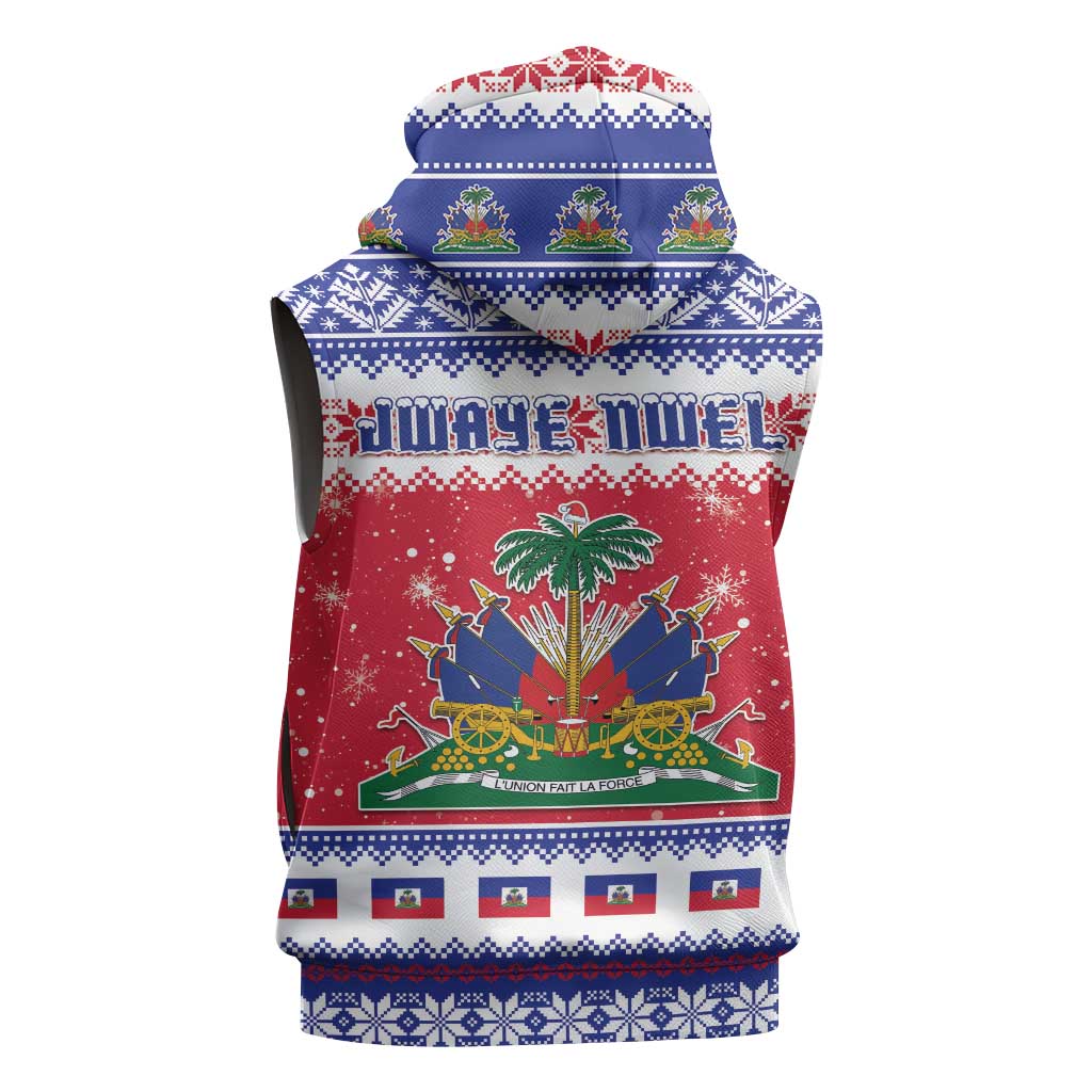 Haiti Christmas Sleeveless Hoodie Coat Of Arms Jwaye Nwel - Wonder Print Shop