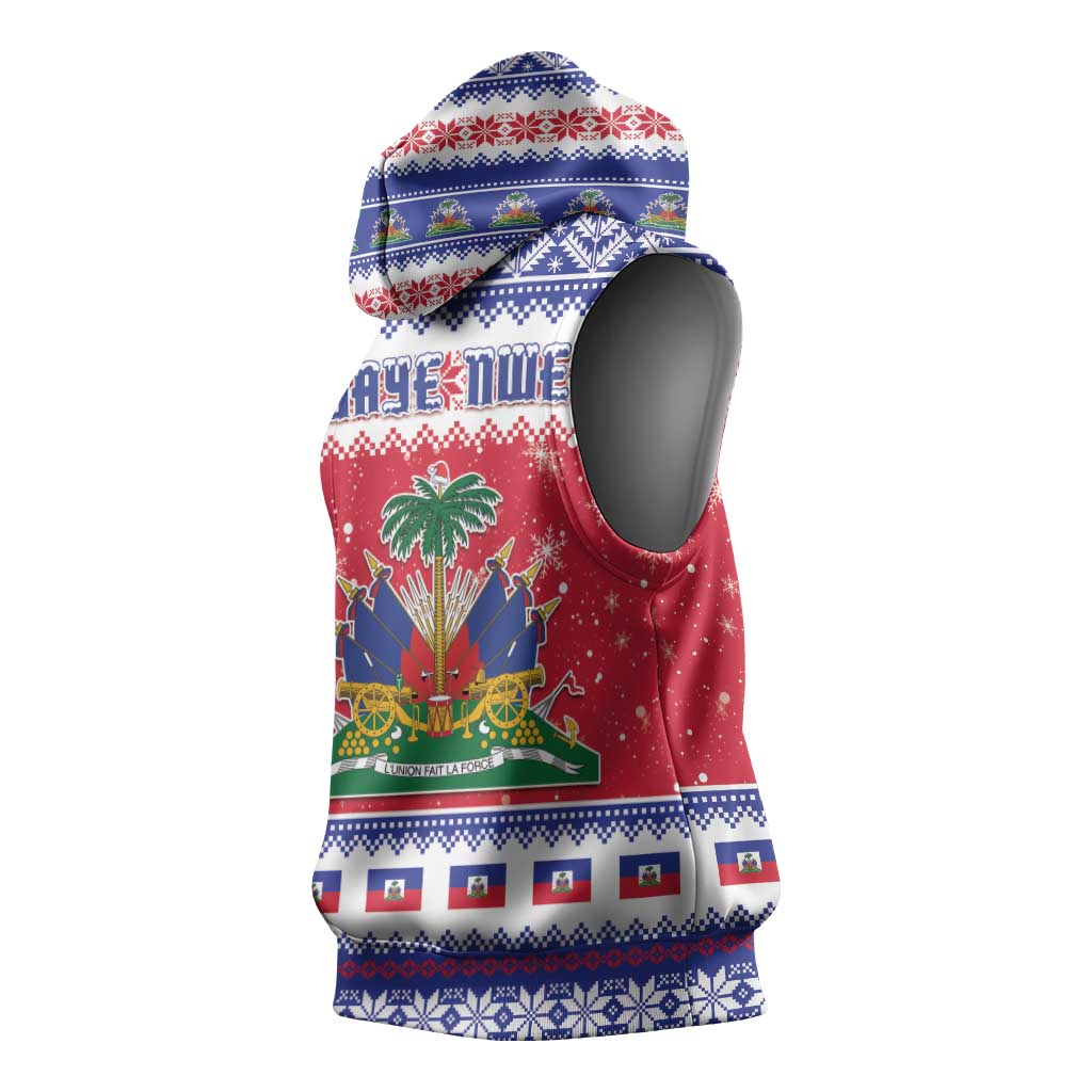 Haiti Christmas Sleeveless Hoodie Coat Of Arms Jwaye Nwel - Wonder Print Shop