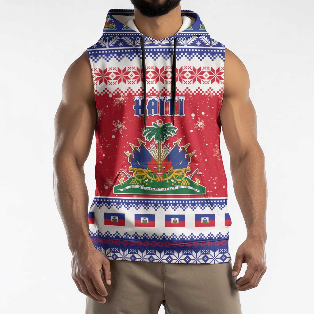 Haiti Christmas Sleeveless Hoodie Coat Of Arms Jwaye Nwel - Wonder Print Shop