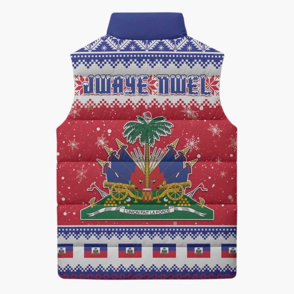 Haiti Christmas Sleeveless Puffer Jacket Coat Of Arms Jwaye Nwel - Wonder Print Shop