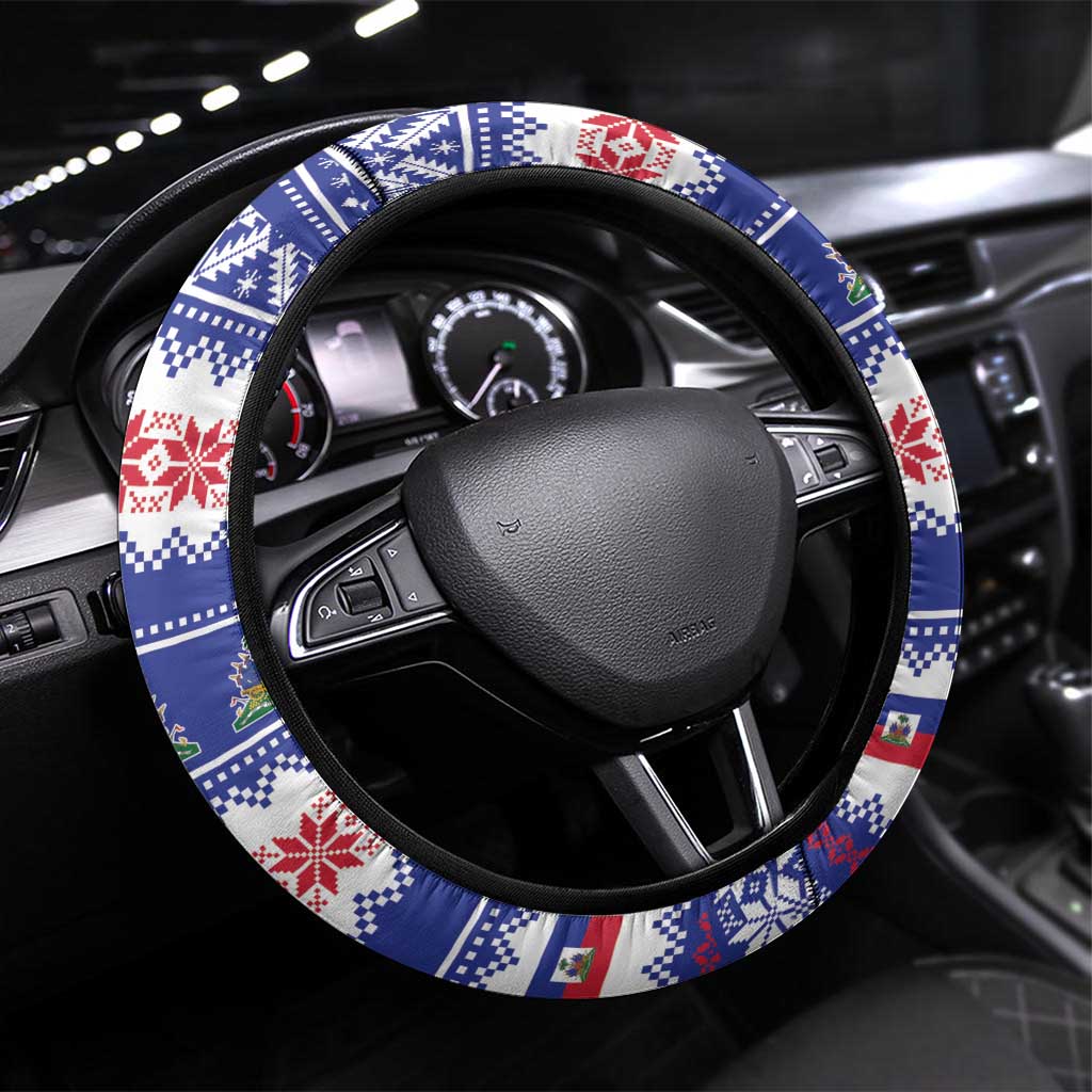 Haiti Christmas Steering Wheel Cover Coat Of Arms Jwaye Nwel - Wonder Print Shop