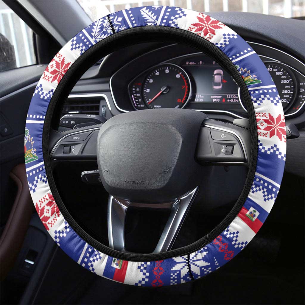 Haiti Christmas Steering Wheel Cover Coat Of Arms Jwaye Nwel - Wonder Print Shop