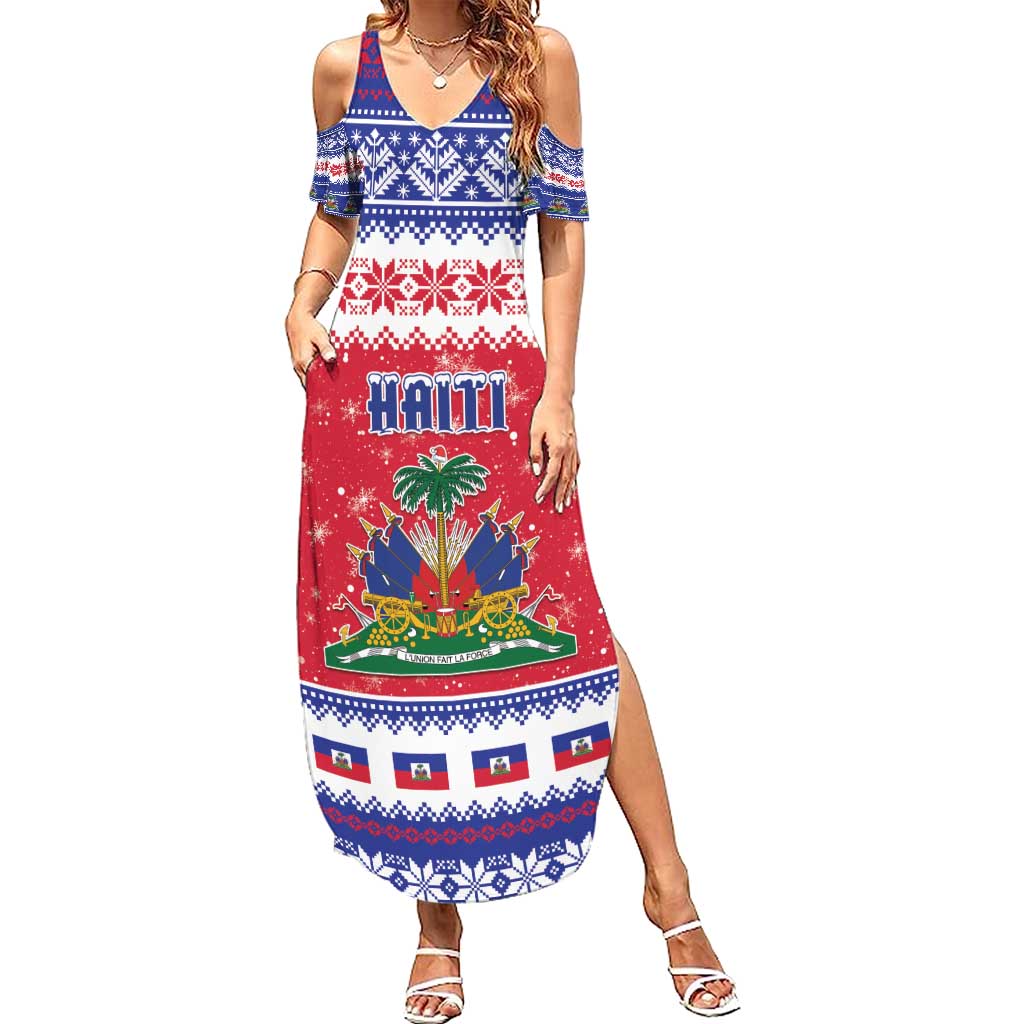 Haiti Christmas Summer Maxi Dress Coat Of Arms Jwaye Nwel - Wonder Print Shop
