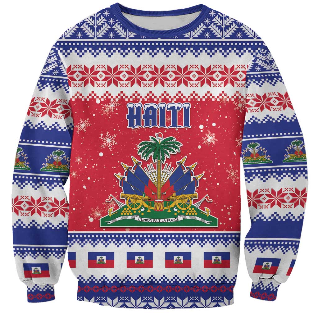 Haiti Christmas Sweatshirt Coat Of Arms Jwaye Nwel - Wonder Print Shop