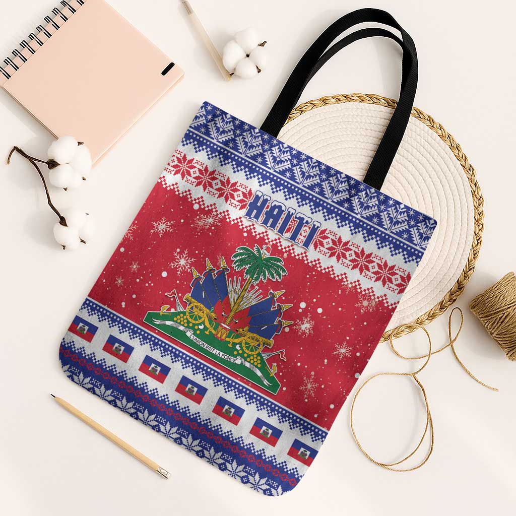 Haiti Christmas Tote Bag Coat Of Arms Jwaye Nwel - Wonder Print Shop