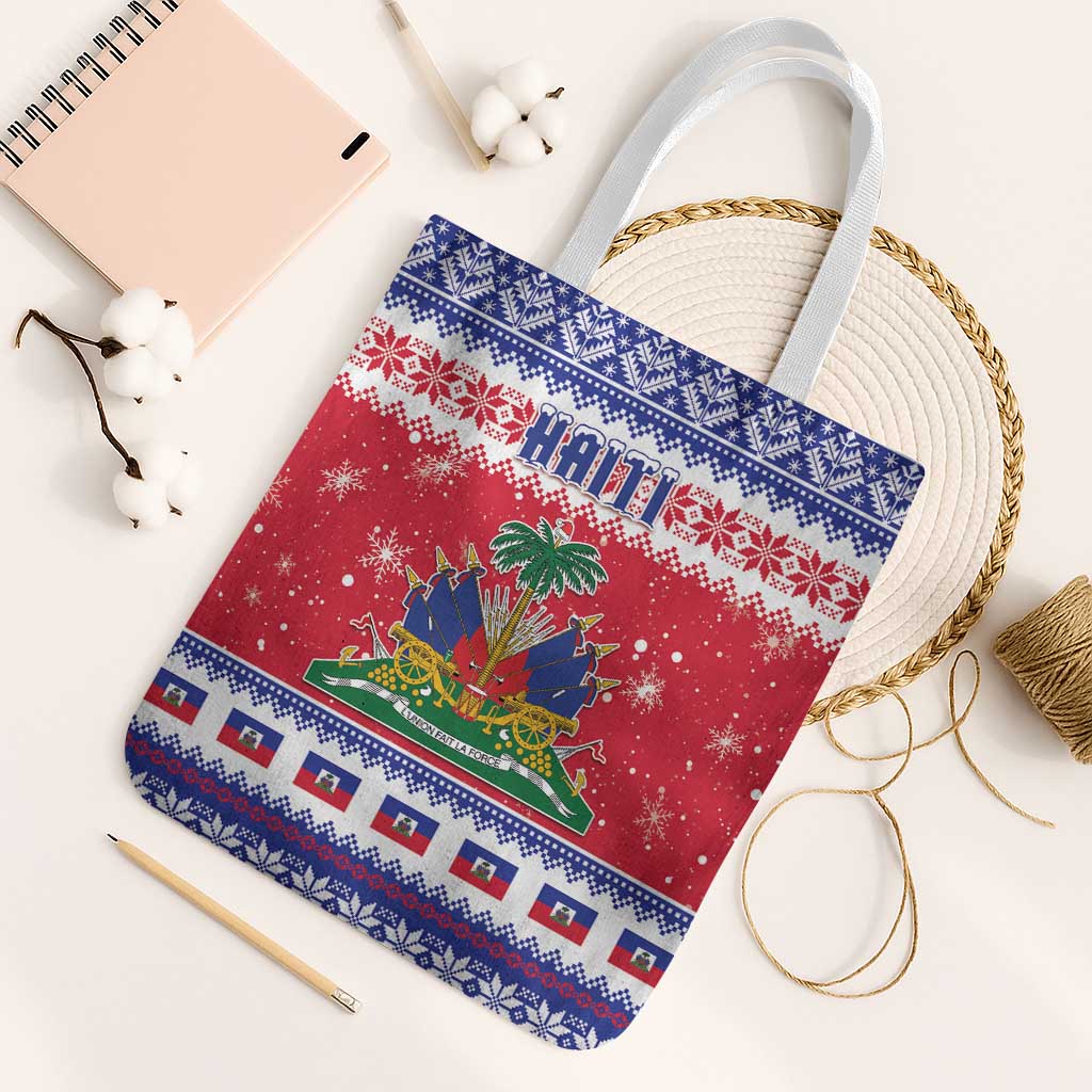 Haiti Christmas Tote Bag Coat Of Arms Jwaye Nwel - Wonder Print Shop