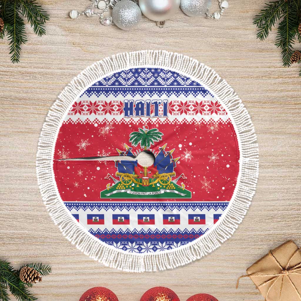 Haiti Christmas Tree Skirt Coat Of Arms Jwaye Nwel - Wonder Print Shop