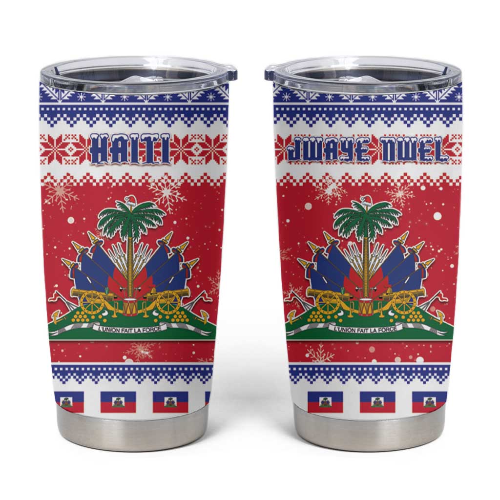 Haiti Christmas Tumbler Cup Coat Of Arms Jwaye Nwel - Wonder Print Shop
