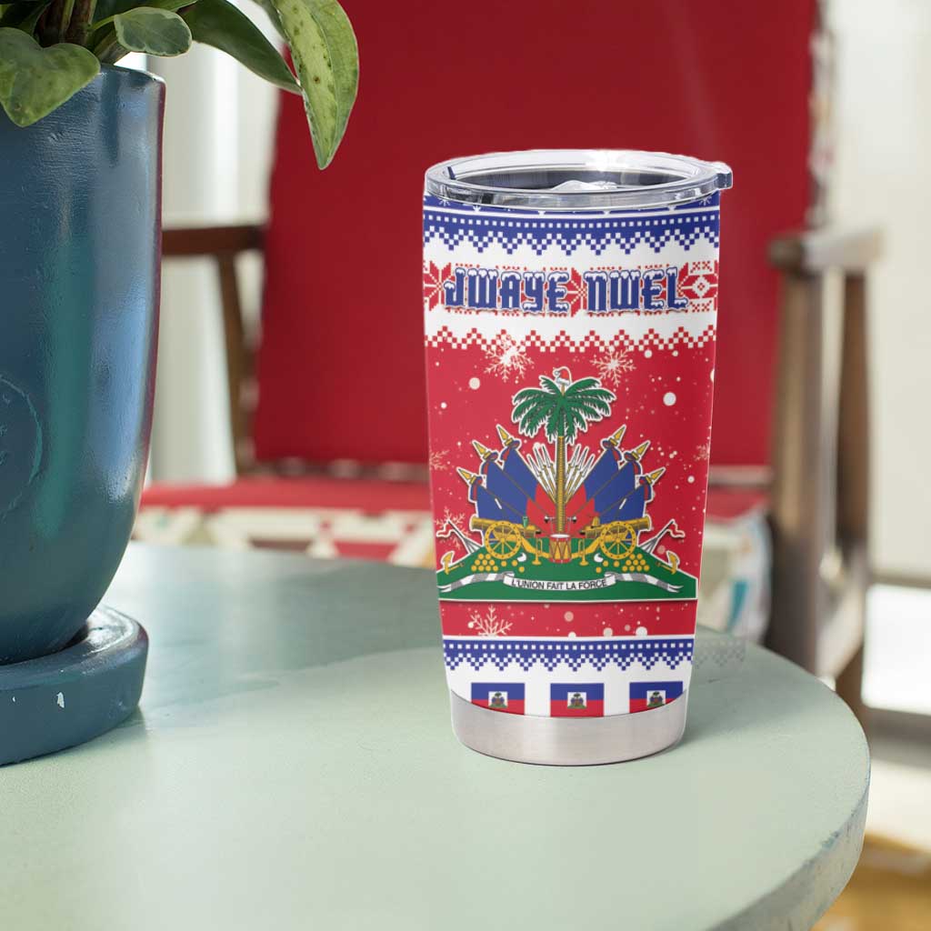 Haiti Christmas Tumbler Cup Coat Of Arms Jwaye Nwel - Wonder Print Shop