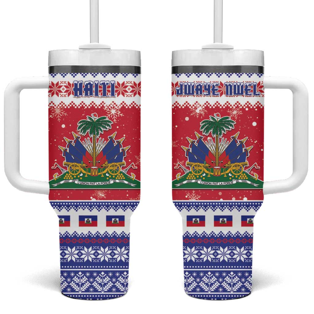 Haiti Christmas Tumbler With Handle Coat Of Arms Jwaye Nwel - Wonder Print Shop