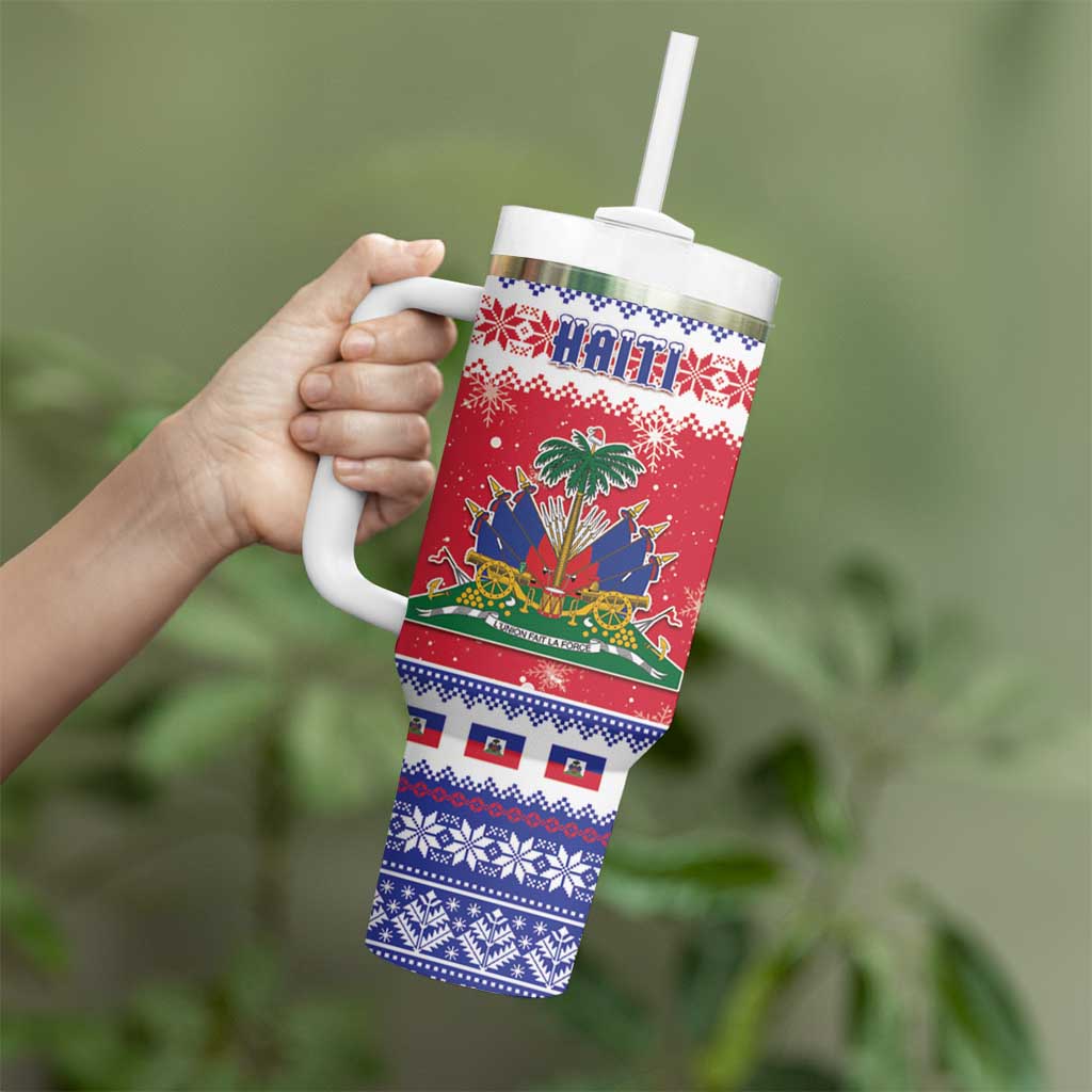 Haiti Christmas Tumbler With Handle Coat Of Arms Jwaye Nwel - Wonder Print Shop