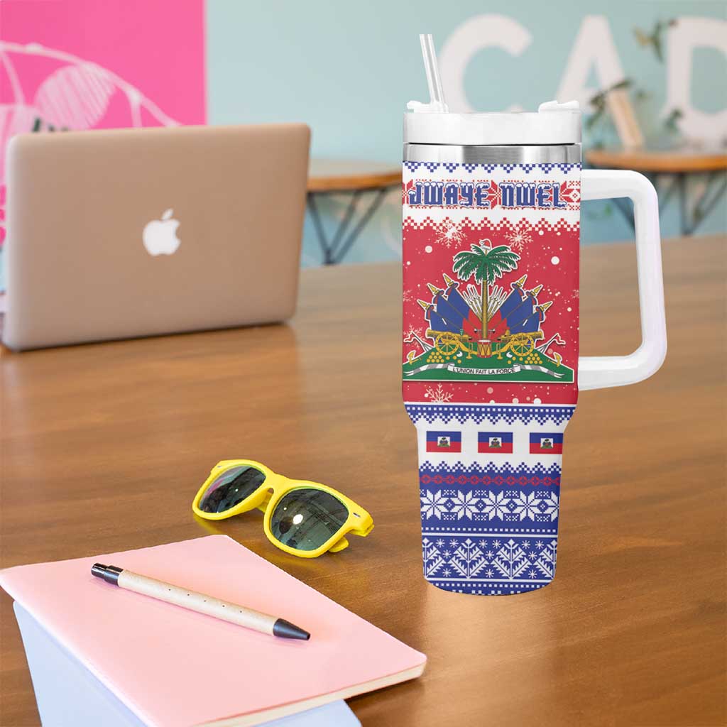 Haiti Christmas Tumbler With Handle Coat Of Arms Jwaye Nwel - Wonder Print Shop