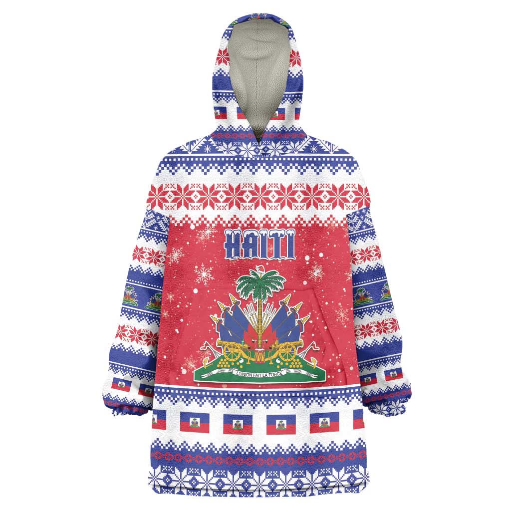 Haiti Christmas Wearable Blanket Hoodie Coat Of Arms Jwaye Nwel - Wonder Print Shop