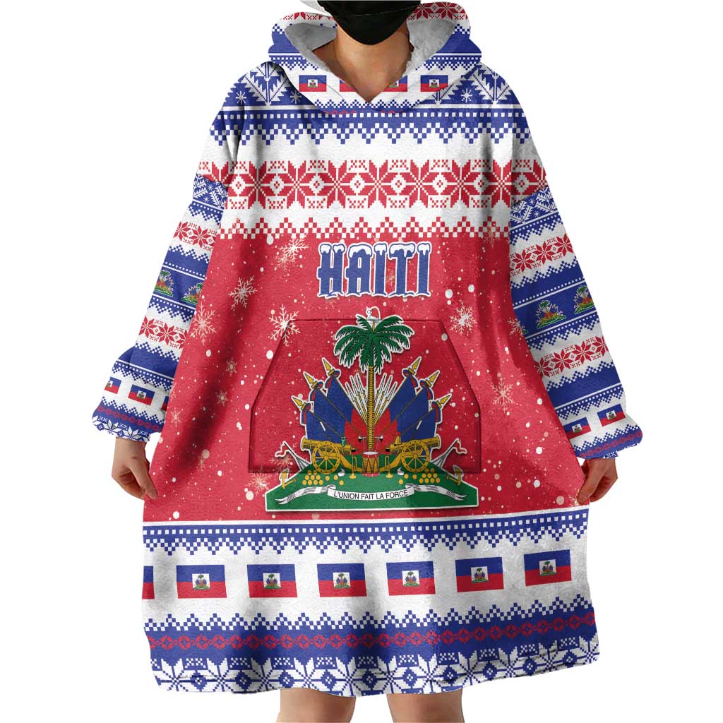 Haiti Christmas Wearable Blanket Hoodie Coat Of Arms Jwaye Nwel - Wonder Print Shop