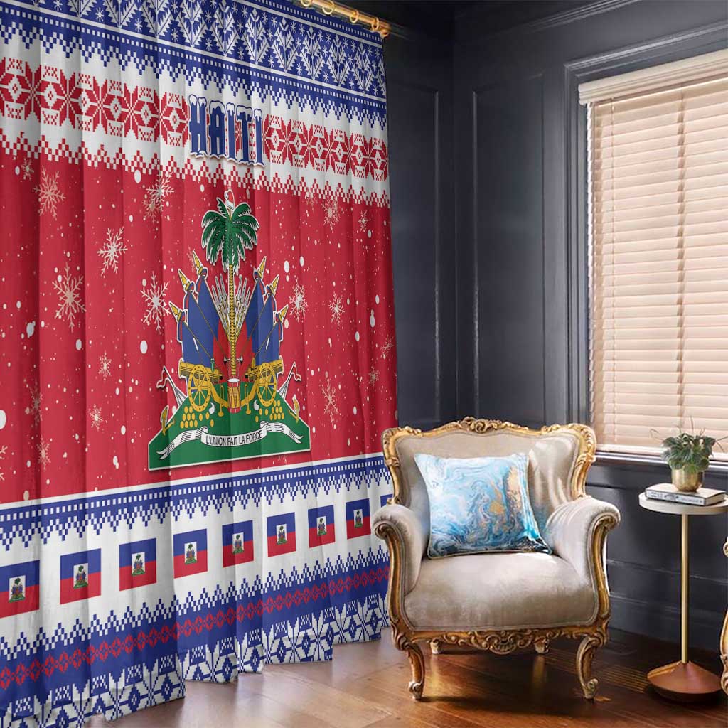 Haiti Christmas Window Curtain Coat Of Arms Jwaye Nwel - Wonder Print Shop