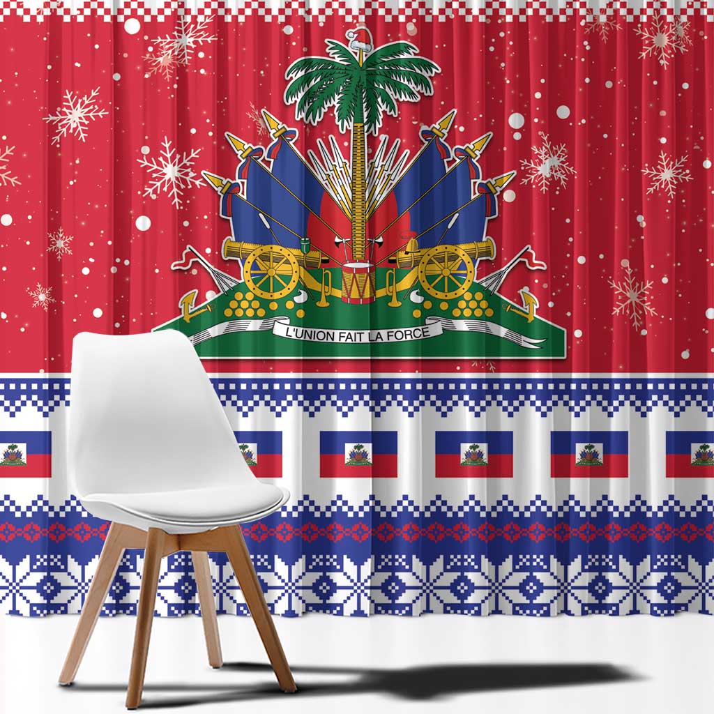 Haiti Christmas Window Curtain Coat Of Arms Jwaye Nwel - Wonder Print Shop