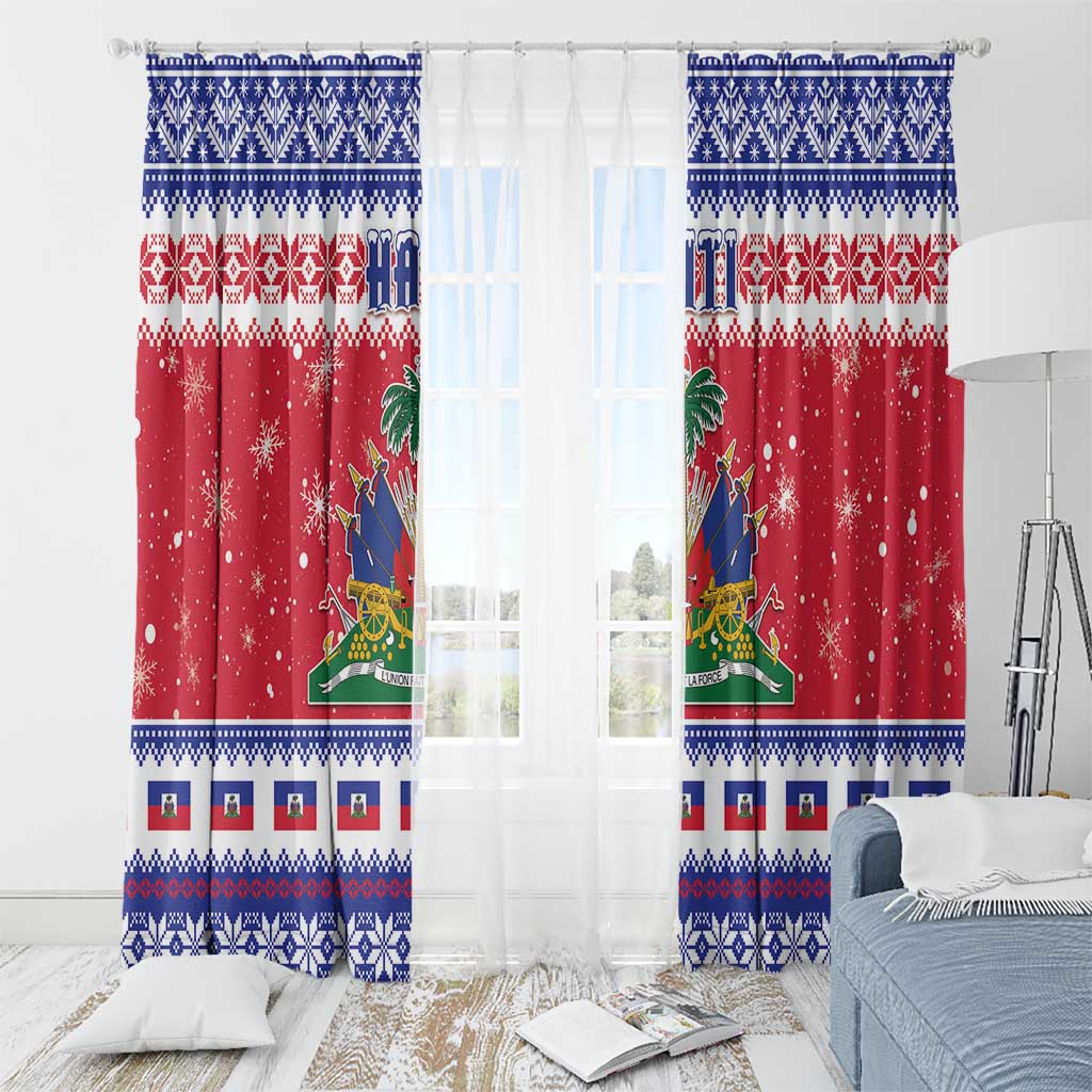 Haiti Christmas Window Curtain Coat Of Arms Jwaye Nwel - Wonder Print Shop