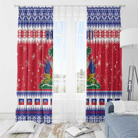 Haiti Christmas Window Curtain Coat Of Arms Jwaye Nwel - Wonder Print Shop