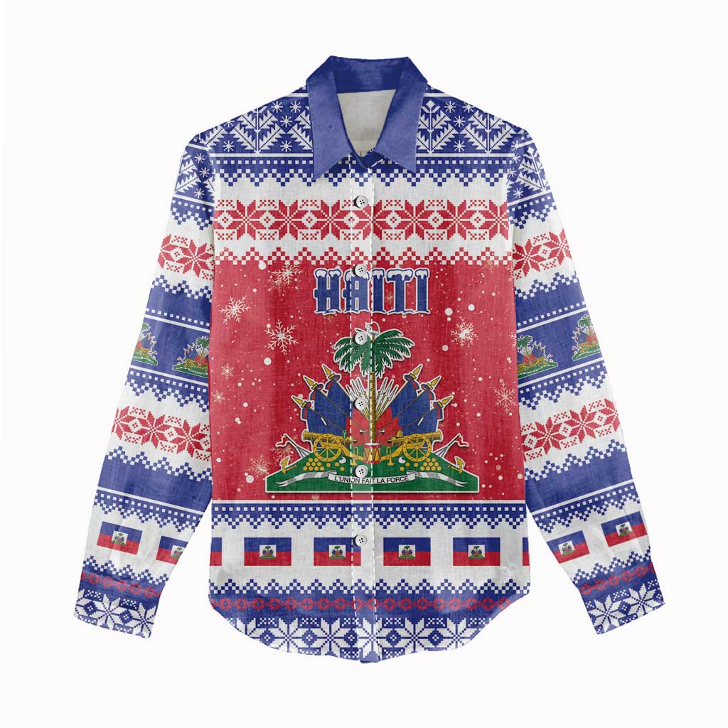 Haiti Christmas Women Casual Shirt Coat Of Arms Jwaye Nwel - Wonder Print Shop