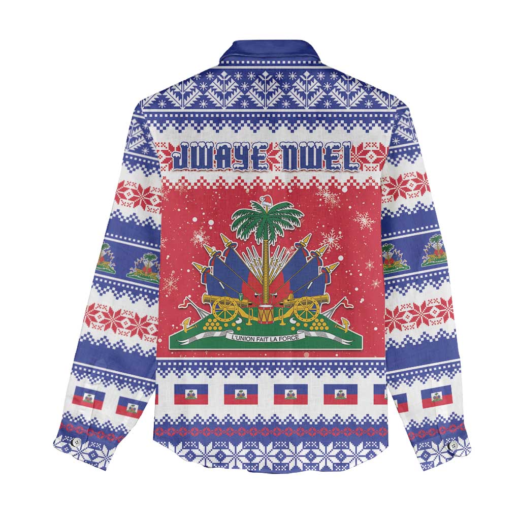 Haiti Christmas Women Casual Shirt Coat Of Arms Jwaye Nwel - Wonder Print Shop